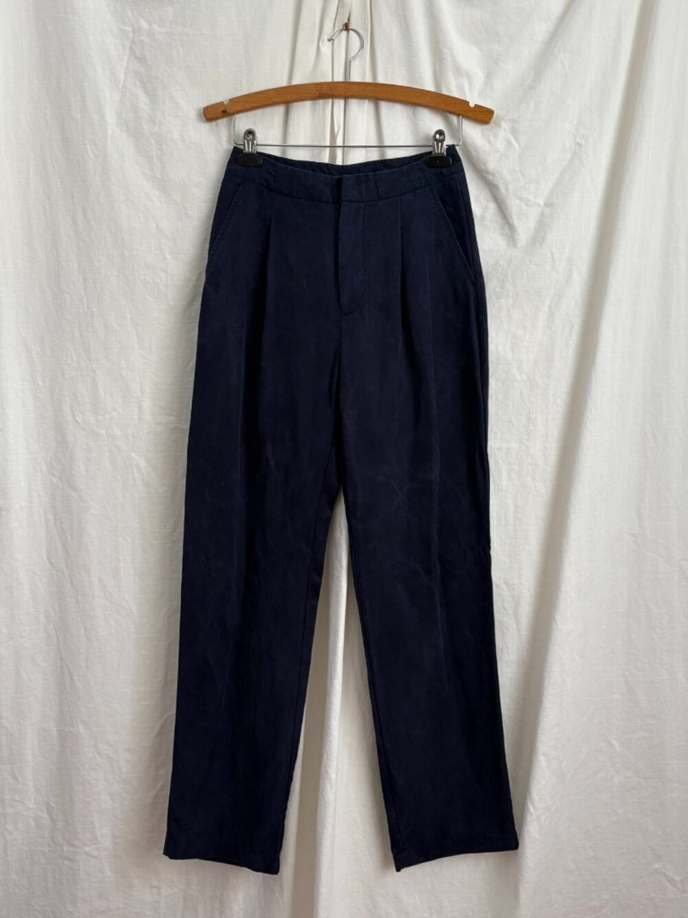 GAP SoftSuit Trousers Navy Blue Pants High Rise Wide Leg Size 0 Minimalist Basic